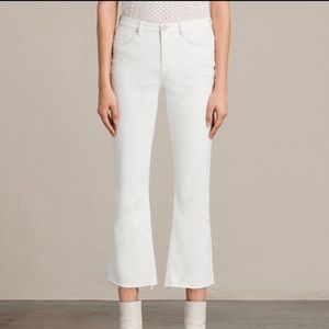 All Saints White Zoe Cropped Bootcut Jeans